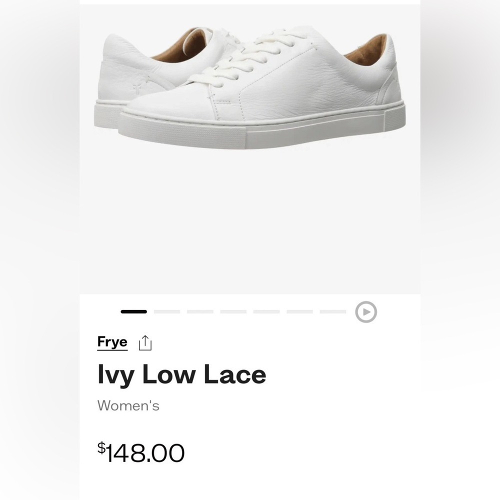 Frye Women's Tumbled Leather Ivy Low Lace Sneakers White Size 9  M - Picture 14 of 16